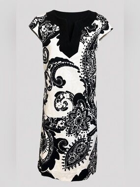 Kate Spade New York Heleen Paisley Shift Dress Sz 10 Black White $398 Coastal